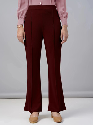 FUBACK Regular Fit Women Maroon Trousers