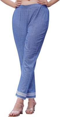 Glomee Regular Fit Women Blue Trousers