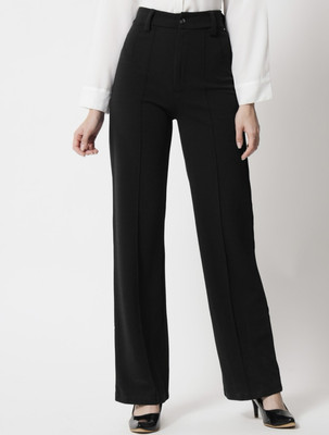 Dizon Straight Fit Women Black Trousers