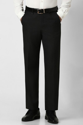 VAN HEUSEN Regular Fit Men Black Trousers