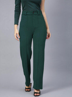NAVYANKAA Regular Fit Women Dark Green Trousers