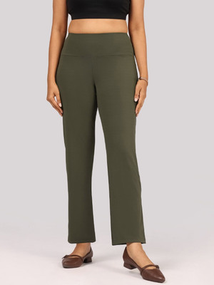 BlissClub Regular Fit Women Green Trousers