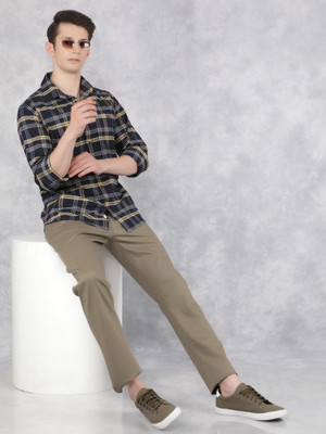 CRIMSOUNE CLUB Slim Fit Men Dark Green Trousers