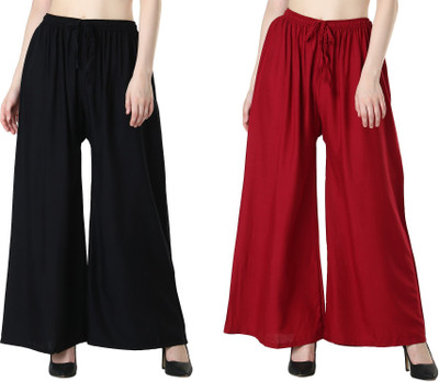 Tanushk Relaxed Women Black, Maroon Trousers