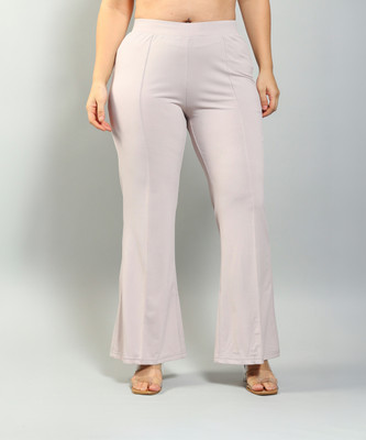 Plus Size Regular Fit Women Grey Trousers