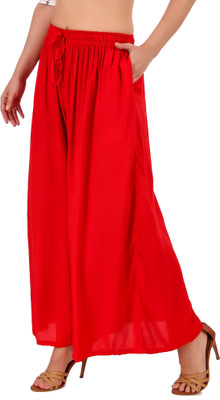 STYLE PREZONE Flared Women Red Trousers