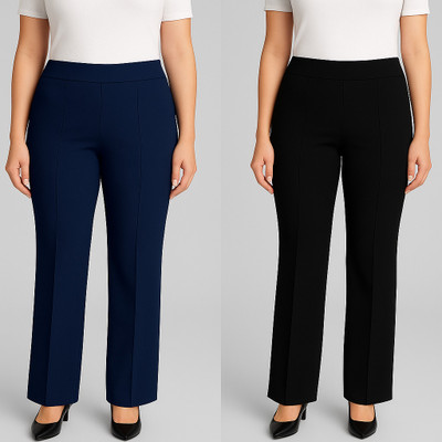 KARIMA INETERNATIONAL Regular Fit Women Dark Blue, Black Trousers