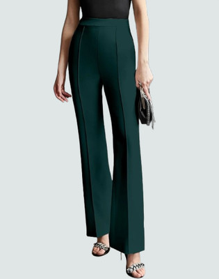 HouseOfCommon Regular Fit Women Dark Green Trousers