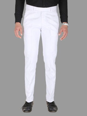 PROVOGUE Slim Fit Men White Trousers