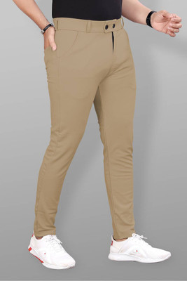 XZEEZZ Regular Fit Men Beige Trousers