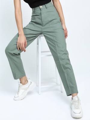 Tokyo Talkies Tapered Women Green Trousers