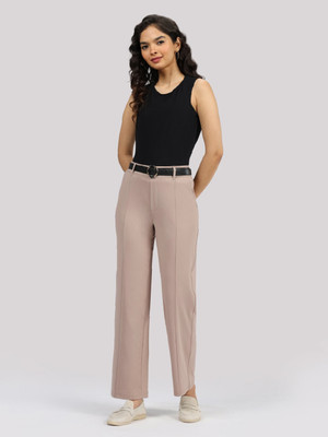 BlissClub Ultimate Straight Tailored Trousers - Regular Regular Fit Women Grey Trousers