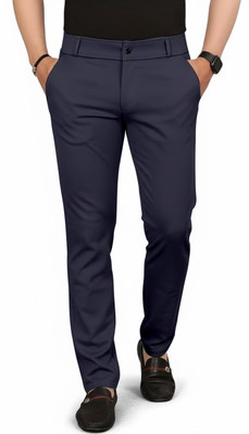 Mehrang Regular Fit Men Dark Blue Trousers