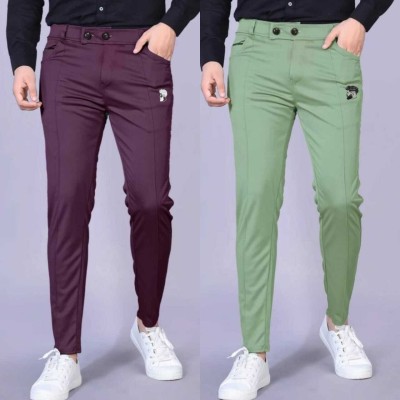 K.K Garment Regular Fit Men Green, Purple Trousers