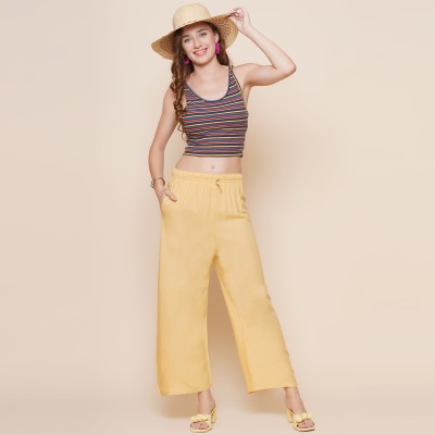 KATLINE Flared Women Gold Trousers