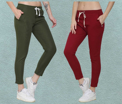 Royal-E-Kashmir Straight Fit Women Green, Maroon Trousers
