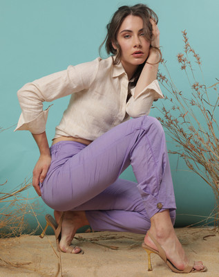 RAREISM Regular Fit Women Purple Trousers