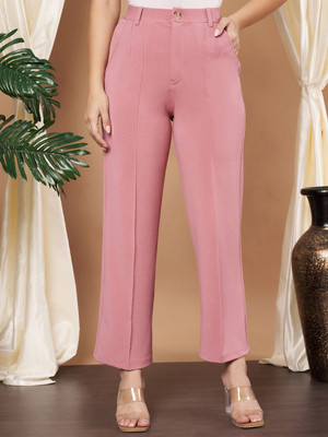 SLENOR Regular Fit Women Pink Trousers