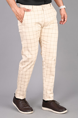 FUBAR Slim Fit Men Cream Trousers