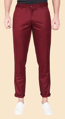 AD & AV Regular Fit Men Maroon Trousers