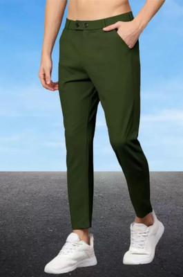We Perfect Slim Fit Men Green Trousers
