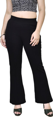 Urban weave Regular Fit Women Black Trousers