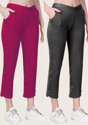 LIVVIE Regular Fit Women Pink, Grey Trousers