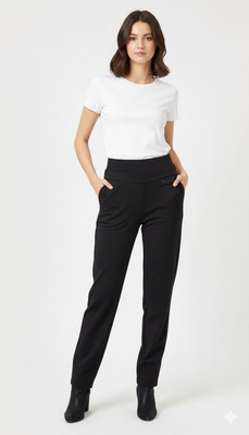 Aadhyacreations Loose Fit, Comfort Fit Women Black Trousers