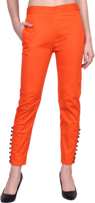 POPWINGS Regular Fit Women Orange Trousers
