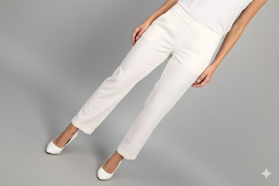RAREISM Slim Fit Women White Trousers