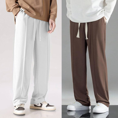 The Goal Studio Loose Fit Men White, Brown Trousers