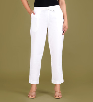 Oxinexx Regular Fit Women White Trousers