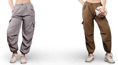 Vividh Relaxed Women Grey, Brown Trousers