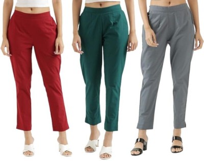 Dexus Regular Fit Women Maroon, Green, Light Blue Trousers