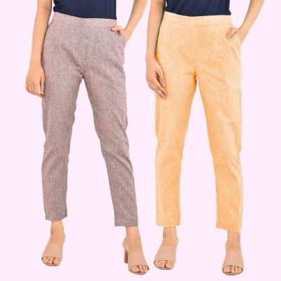 SAAV Regular Fit Women Orange, Beige Trousers