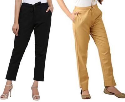 MayFay Regular Fit Women Black, Gold Trousers