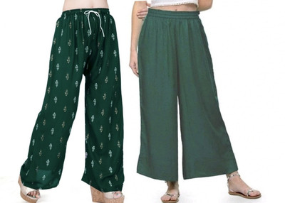 HouseOfCommon Flared Women Green, Green Trousers