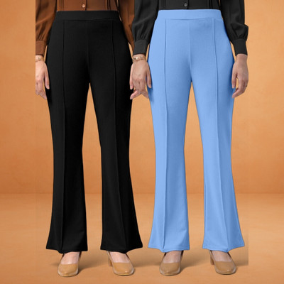 nitafashion Comfort Fit, Regular Fit Women Black, Light Blue Trousers