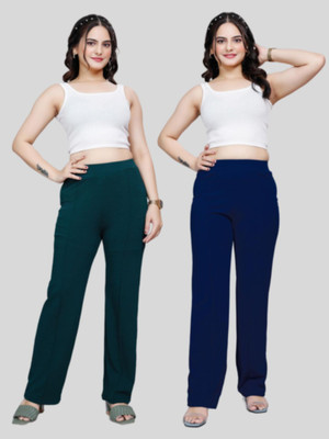NJFASHION Comfort Fit Women Green, Blue Trousers