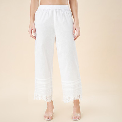 Rangmanch by Pantaloons Flared Women White Trousers