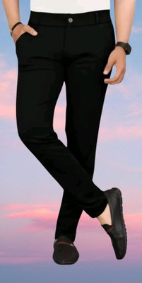 CIVIRASTYLE Slim Fit Men Black Trousers