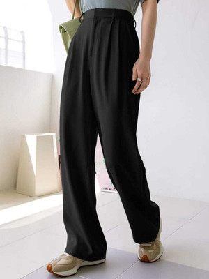 Broadstar Loose Fit Women Black Trousers