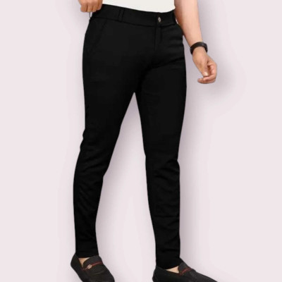 ISUEL FAB Slim Fit Men Black Trousers
