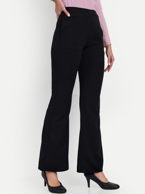 Broadstar Flared Women Black Trousers