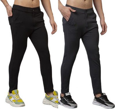 ynam Regular Fit Men Black, Grey Trousers