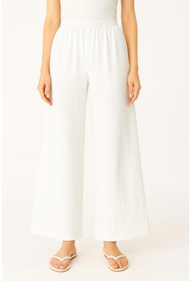 CAVIORA Flared Women White Trousers