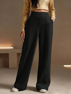 KOTTY Relaxed Women Black Trousers