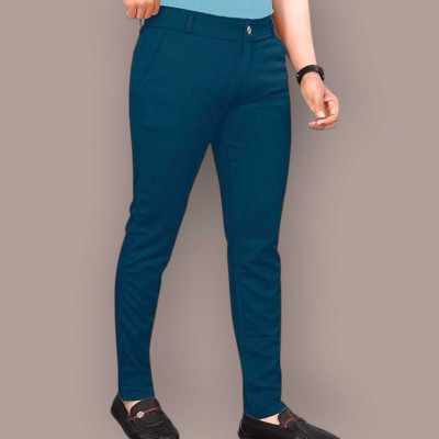 ISUEL FAB Slim Fit Men Dark Blue Trousers