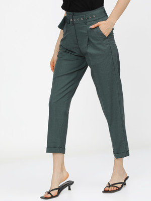 Tokyo Talkies Regular Fit Women Green Trousers