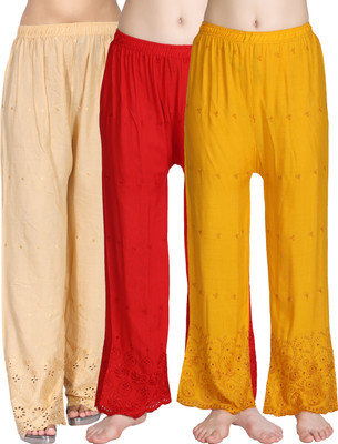 BRIMOON Regular Fit Women Yellow, Red, Beige Trousers